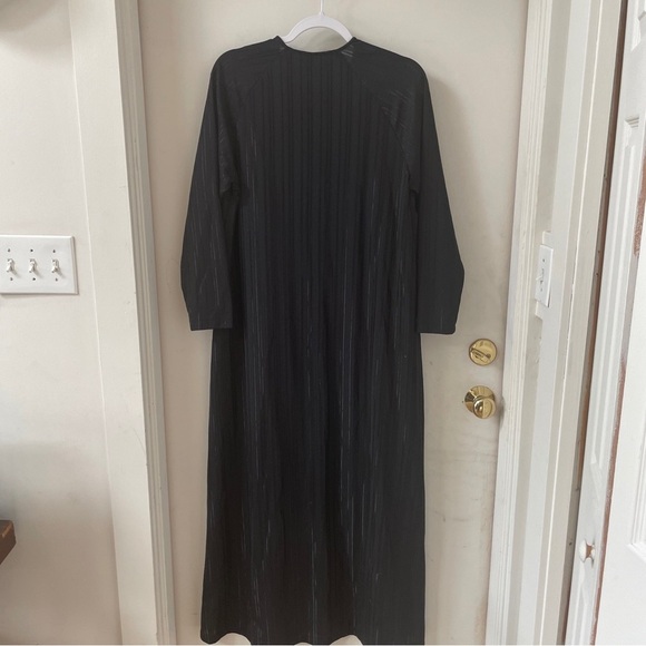 Vintage JC Penney Loungewear Black Maxi Zip Zipper Up Pkts Caftan Dress Size 12 - Picture 7 of 7